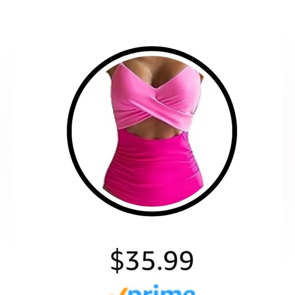 NEW-2025 Pink 2Tone Cut out Full Coverage 
Bathing suit Swimsuit 🌸 - Picture 6 of 11